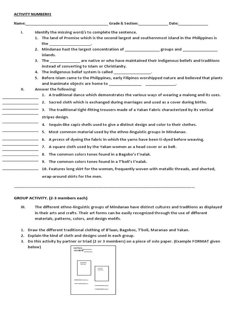 Arts Activity Number 1 and 2 | Download Free PDF | Textiles | Mindanao
