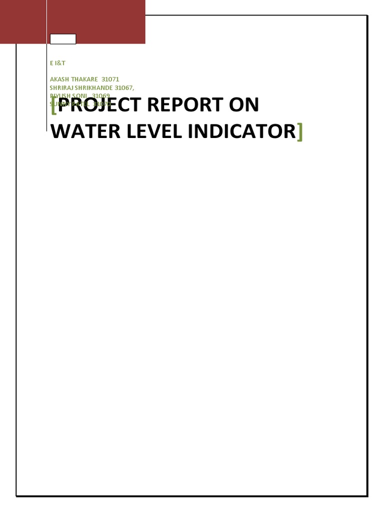Project Report On Water Level Indicator PDF Water Computer Science