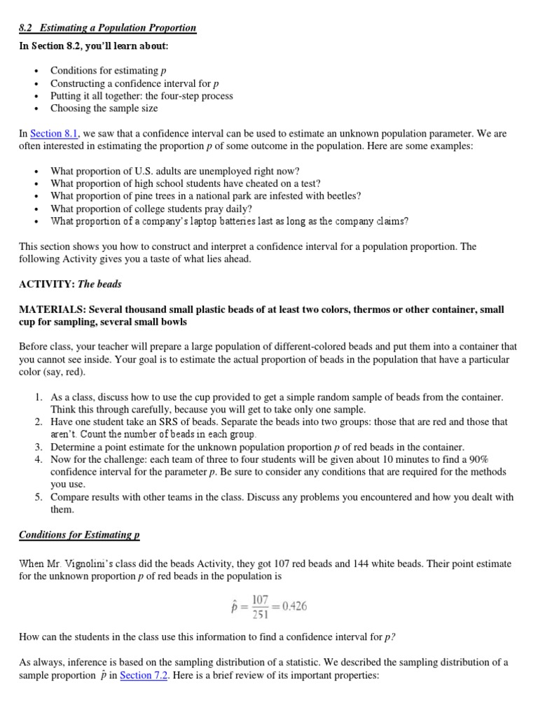 Estimating Population Proportions | PDF | Margin Of Error | Confidence ...