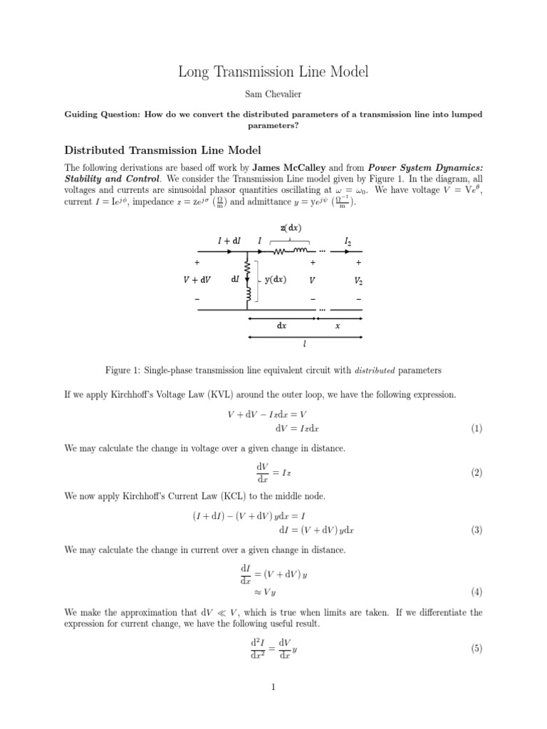 Long Transmission Line Analysis PDF Physical Quantities Mathematical Analysis