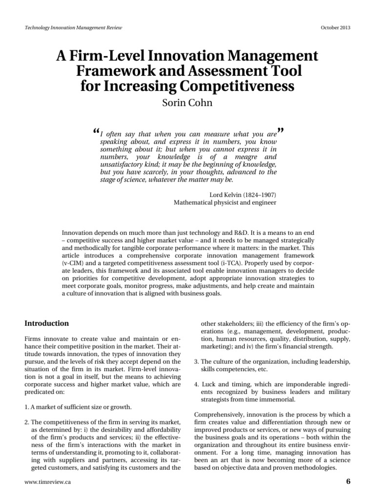 Firm-Level Innovation Management Framework | PDF | Innovation ...