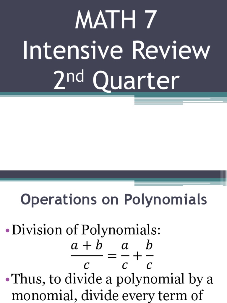 Math 7: Polynomial Operations Guide | PDF | Equations | Division ...