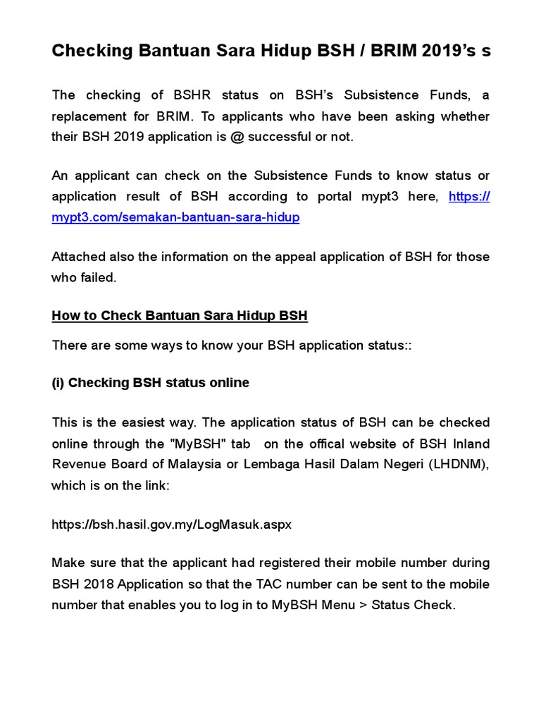 Bantuan Sara Hidup Bsh Pdf Mobile App Mobile Technology