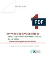 Actividad de Aprendizaje 01: Procesa Datos Con Criterio Lógico en Ms Excel