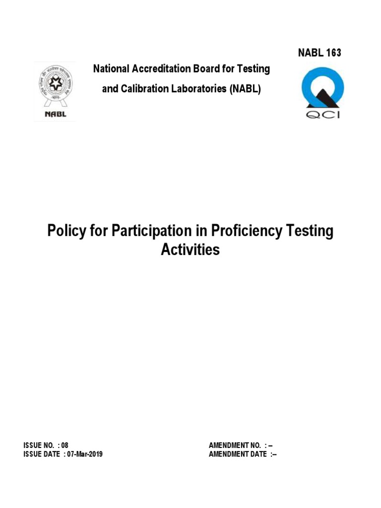 NABL Proficiency Testing Policy Guide | PDF | Evaluation | Business