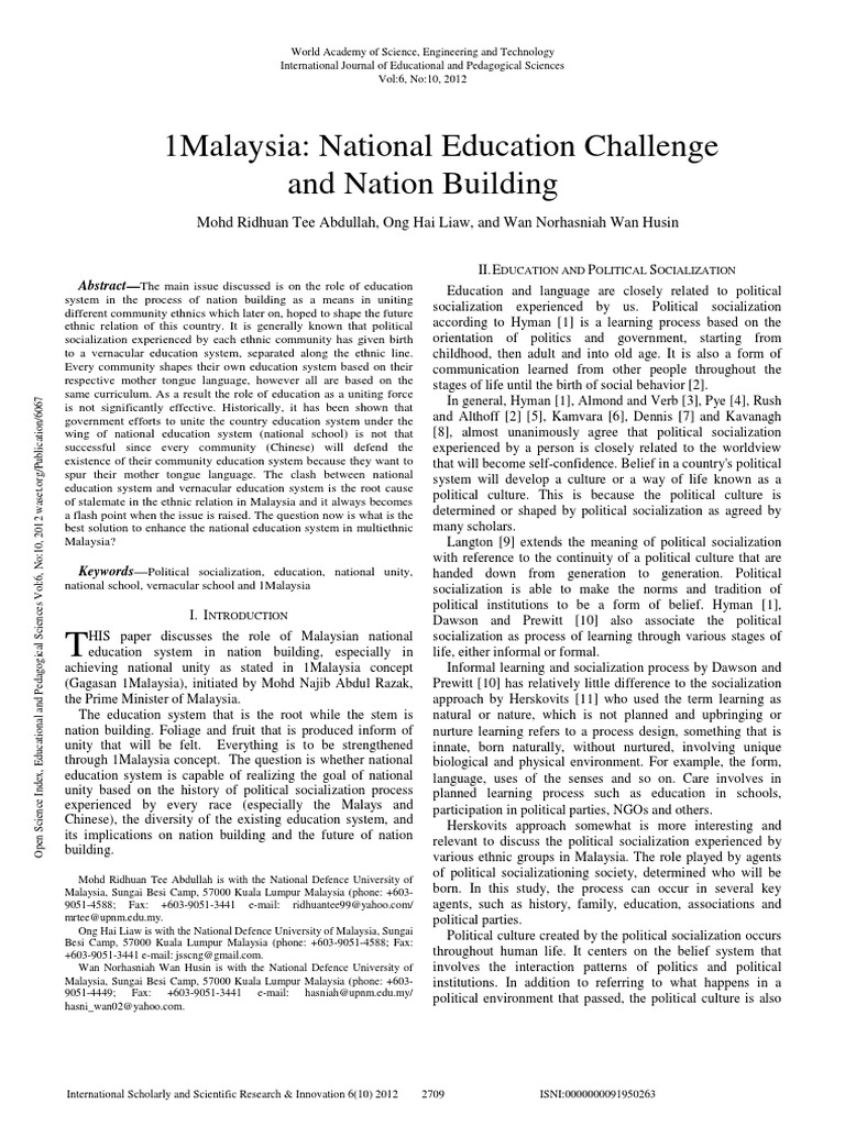 Malaysian Education and National Unity | PDF | Schools | Malaysia