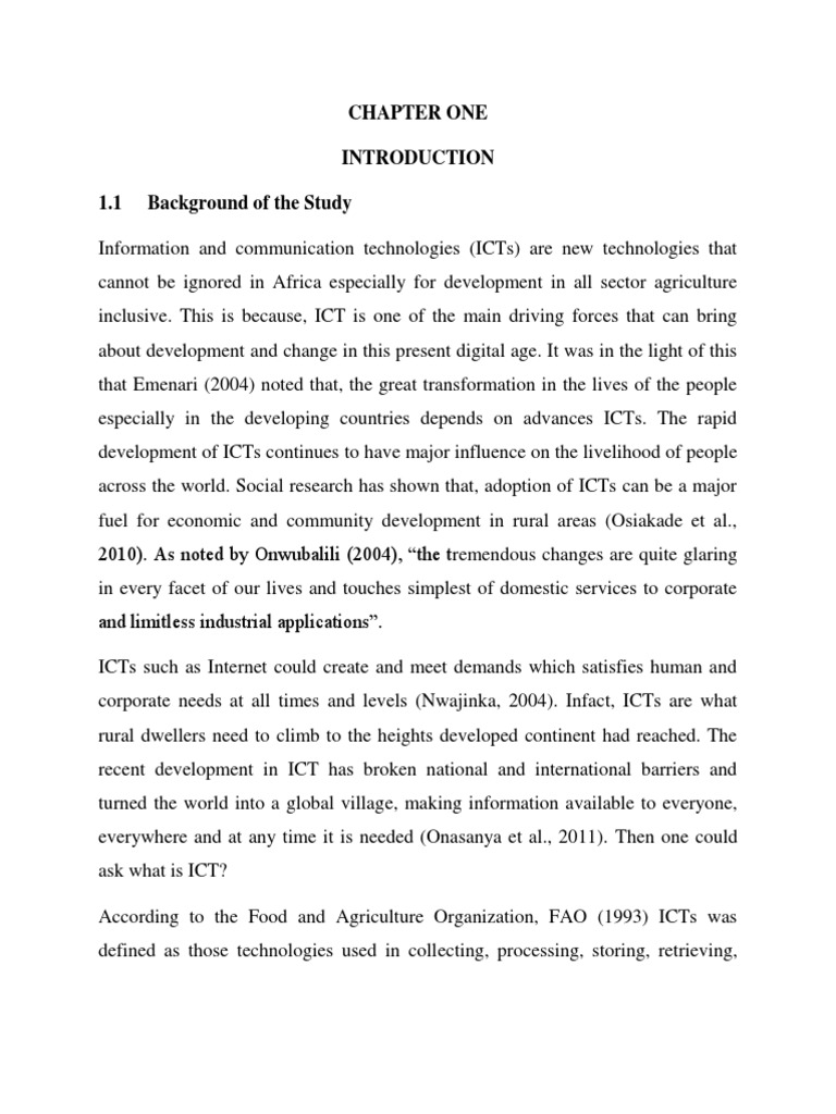 Adoption of ICT by Farmers in Afikpo North LGA | PDF | Internet ...