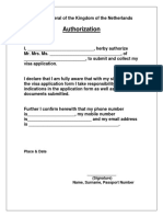 Authorization Form Netherland PDF