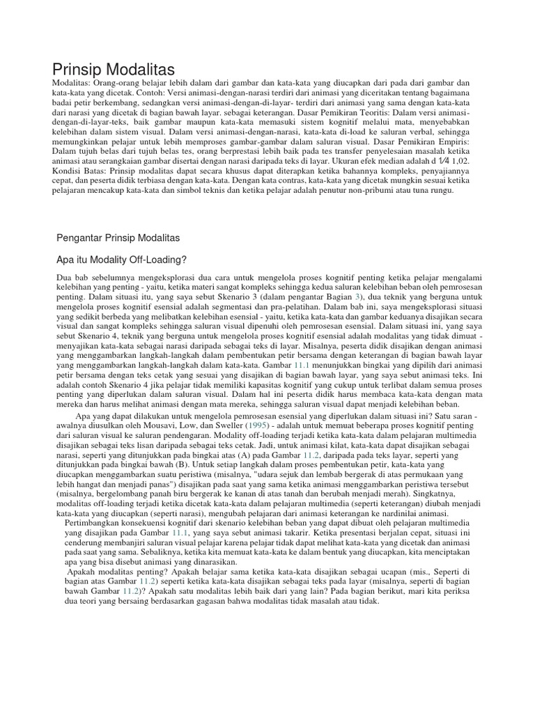Prinsip Modalitas dalam Pembelajaran | PDF | Komputer