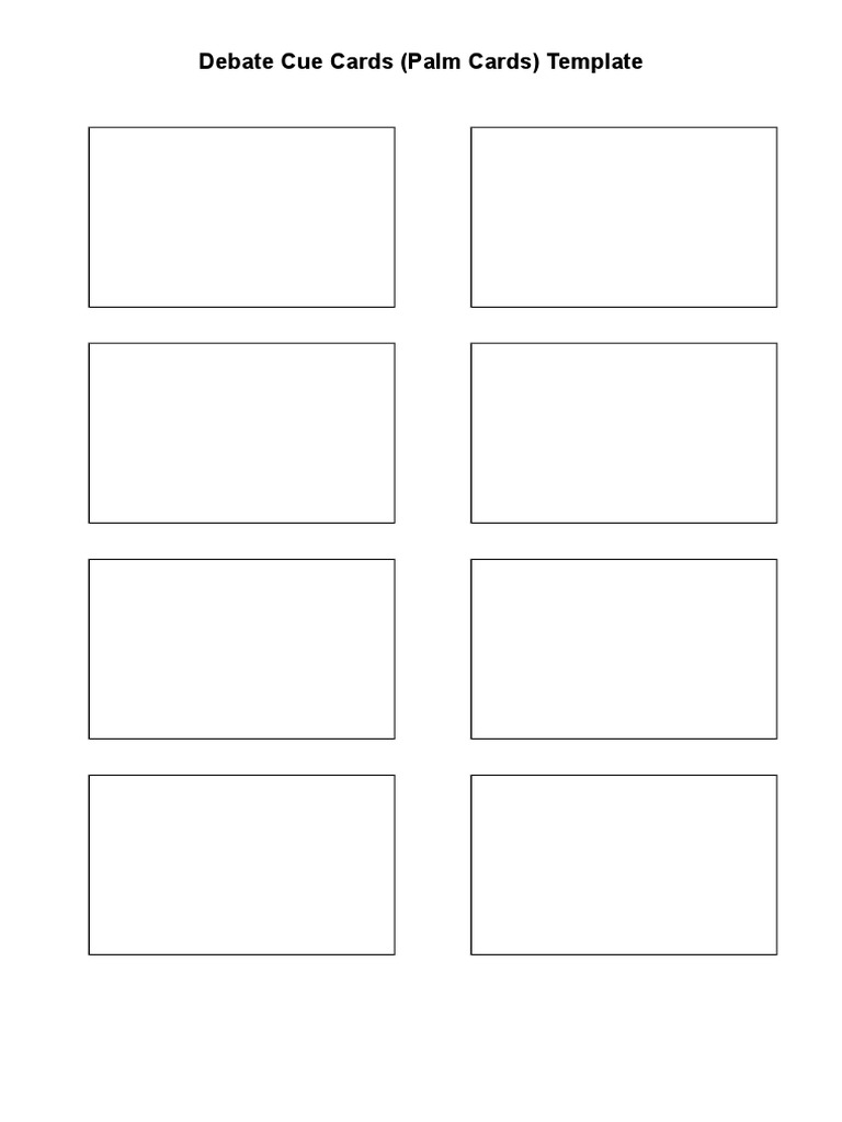 Debate Cue Cards Template  PDF