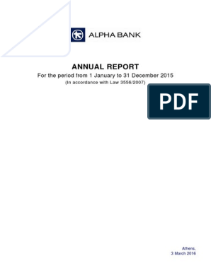 Alpha Bank S A Rapport Annuel Pdf Economic Growth Financial
