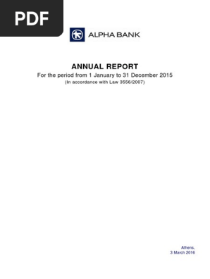 Alpha Bank S A Rapport Annuel Pdf Economic Growth Financial