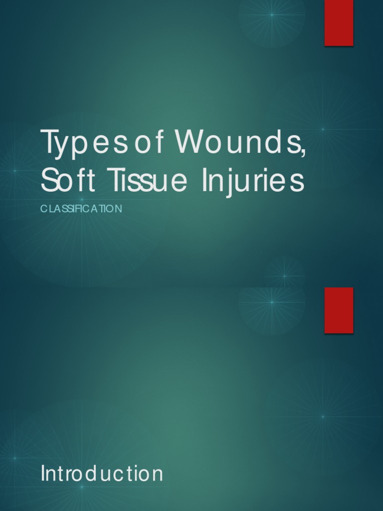 Types of Wounds, Soft Tissue Injuries Classification PDF Wound Soft Tissue