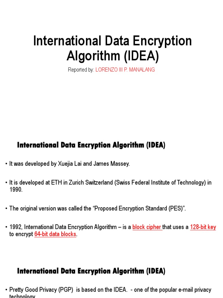 International Data Encryption Algorithm (IDEA) | PDF | Cybercrime ...