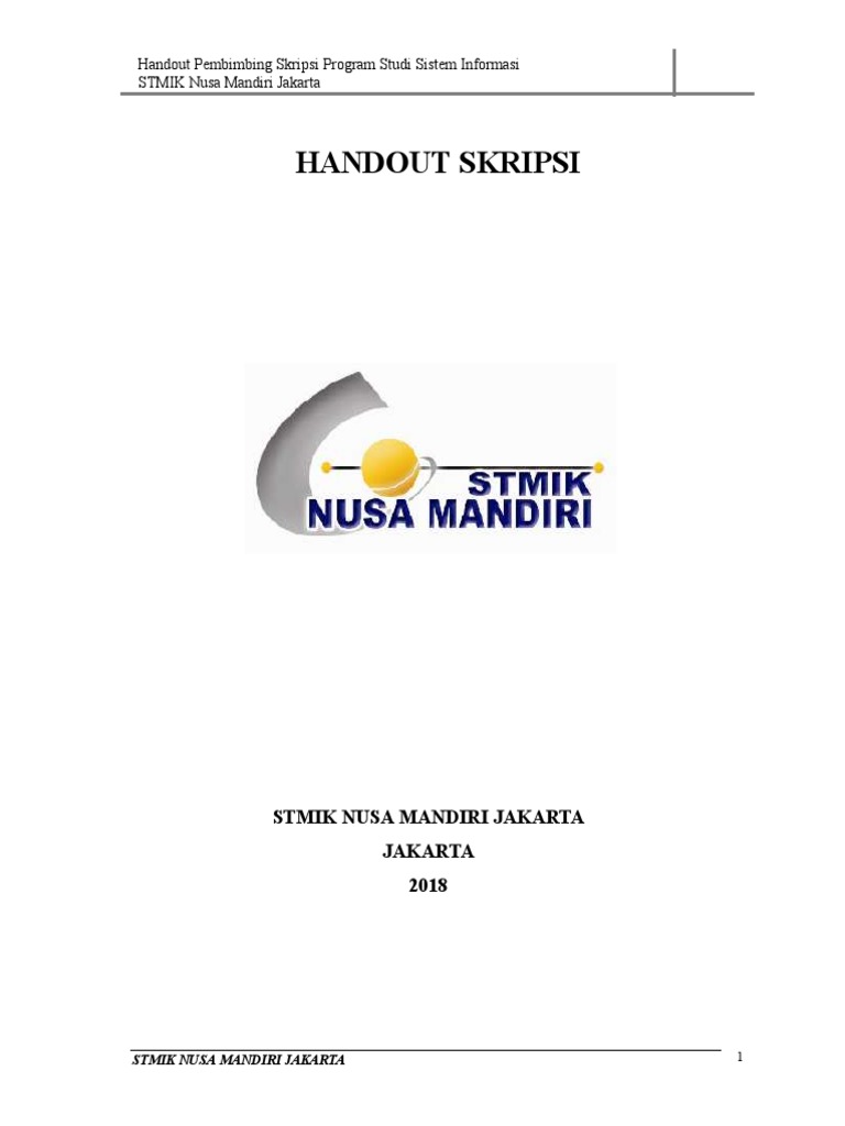 Panduan Skripsi SI STMIK Nusa Mandiri | PDF | Komputer