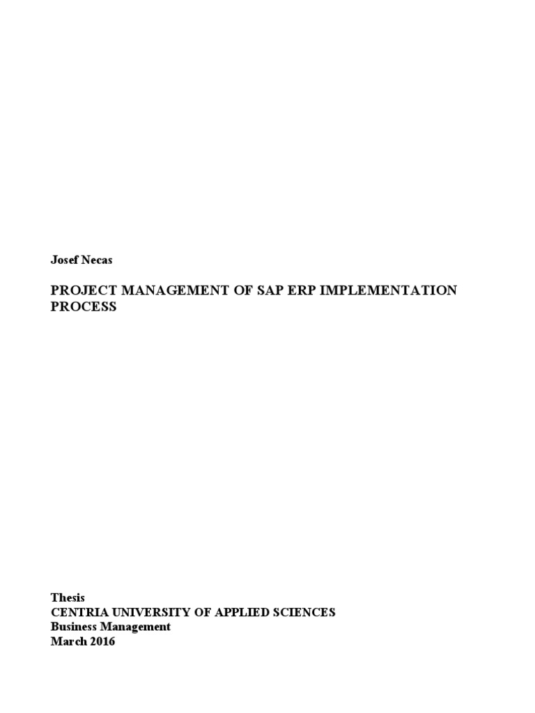 SAP ERP Implementation Project Management | PDF | Project Management ...