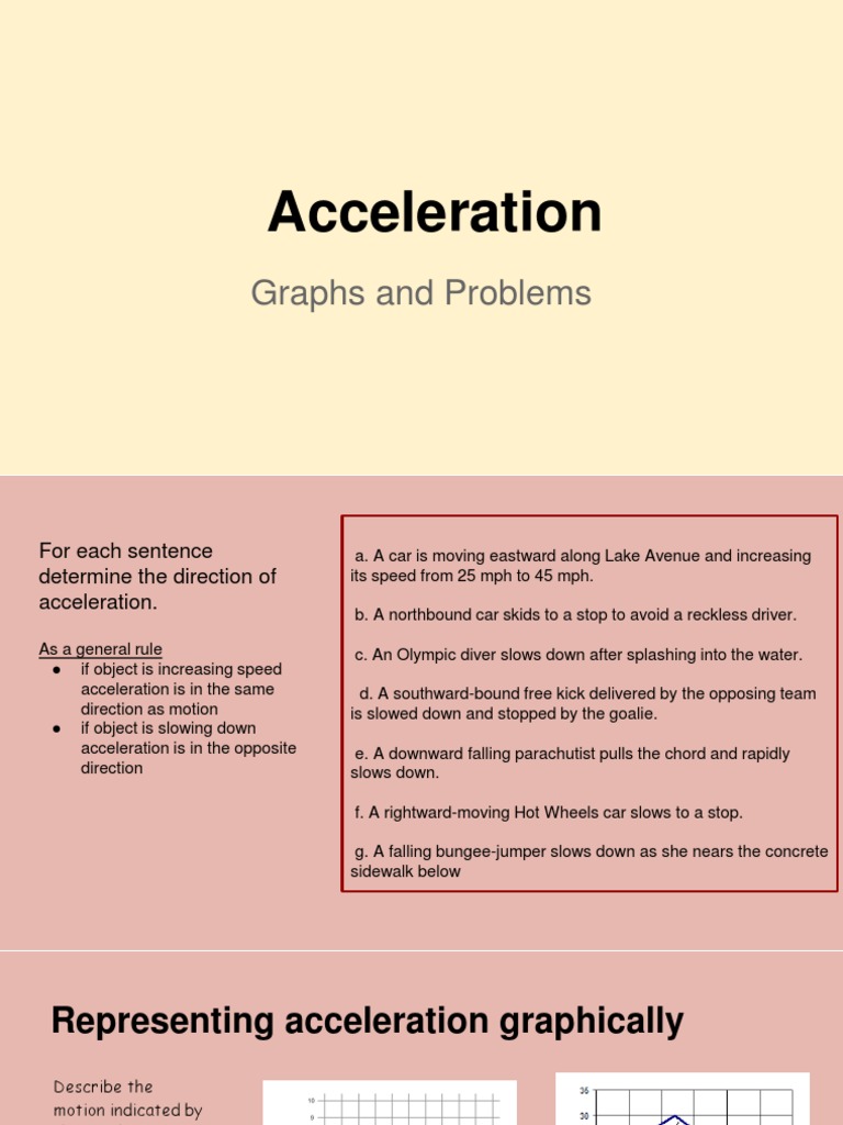 Acceleration Graphs and Problems PDF Acceleration Velocity