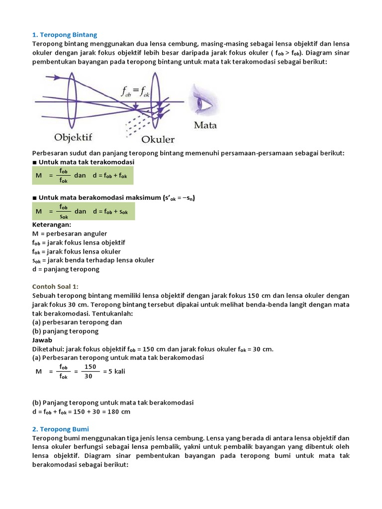 Proses Pembentukan Bayangan Pada Teropong Bintang