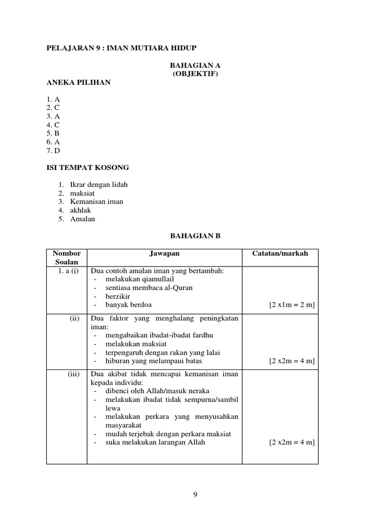 Skema Akidah K1 T5 Iman Mutiara Hidup Pdf