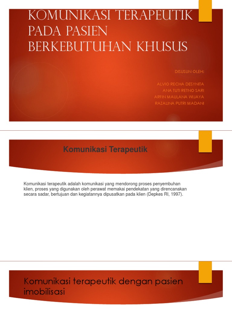 Komunikasi Terapeutik Pada Pasien Berkebutuhan Khusus Pptx