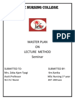 K M C Nursing College: Master Plan ON Lecture Method Seminar