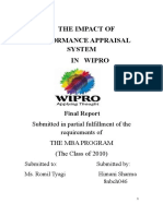 The Impact of Performance Appraisal System in Wipro