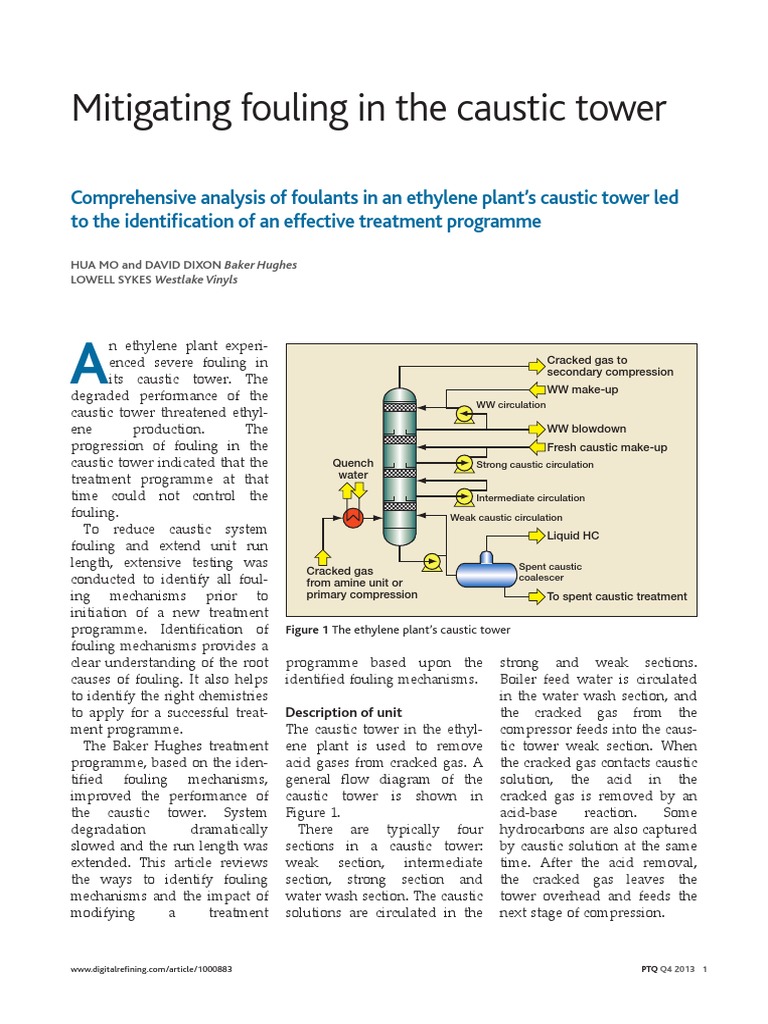 Mitigating Fouling in The Caustic Tower PDF PDF Polymerization
