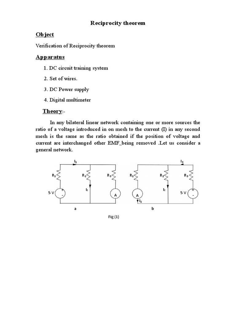 Reciprocity Theorem Pdf Volt Direct Current