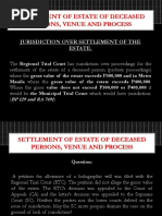 Settlement of Estate of Deceased Persons Venue