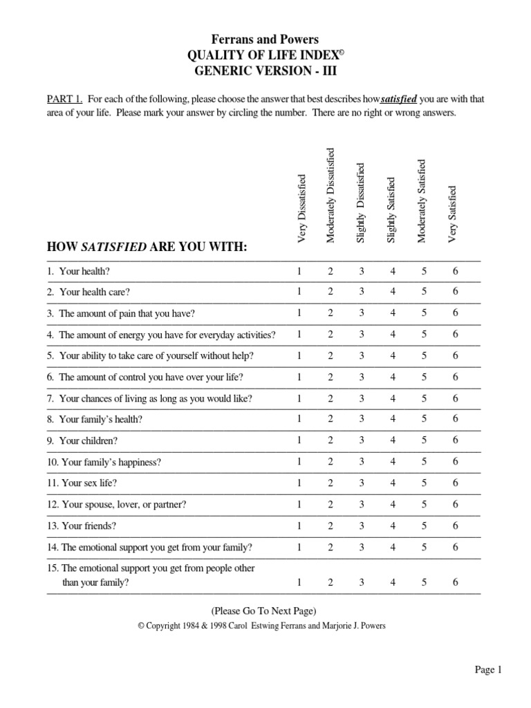 FerransAndPowersQOLI PDF | PDF | Behavioural Sciences | Psychological ...