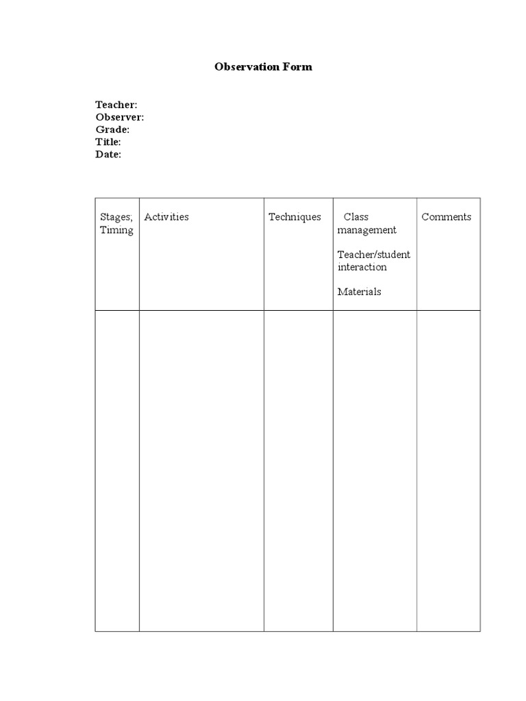 Observation Form | PDF