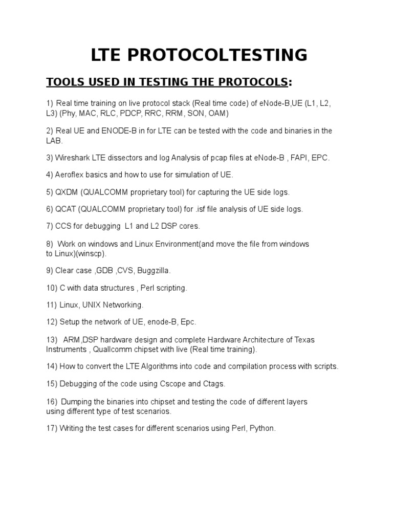 Protacall Testing Networking Standards Telecommunications