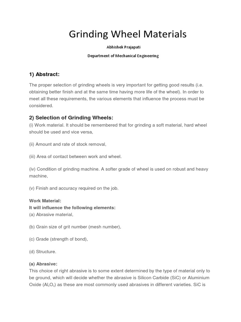 Factors in Grinding Wheel Selection | PDF | Abrasive | Grinding ...