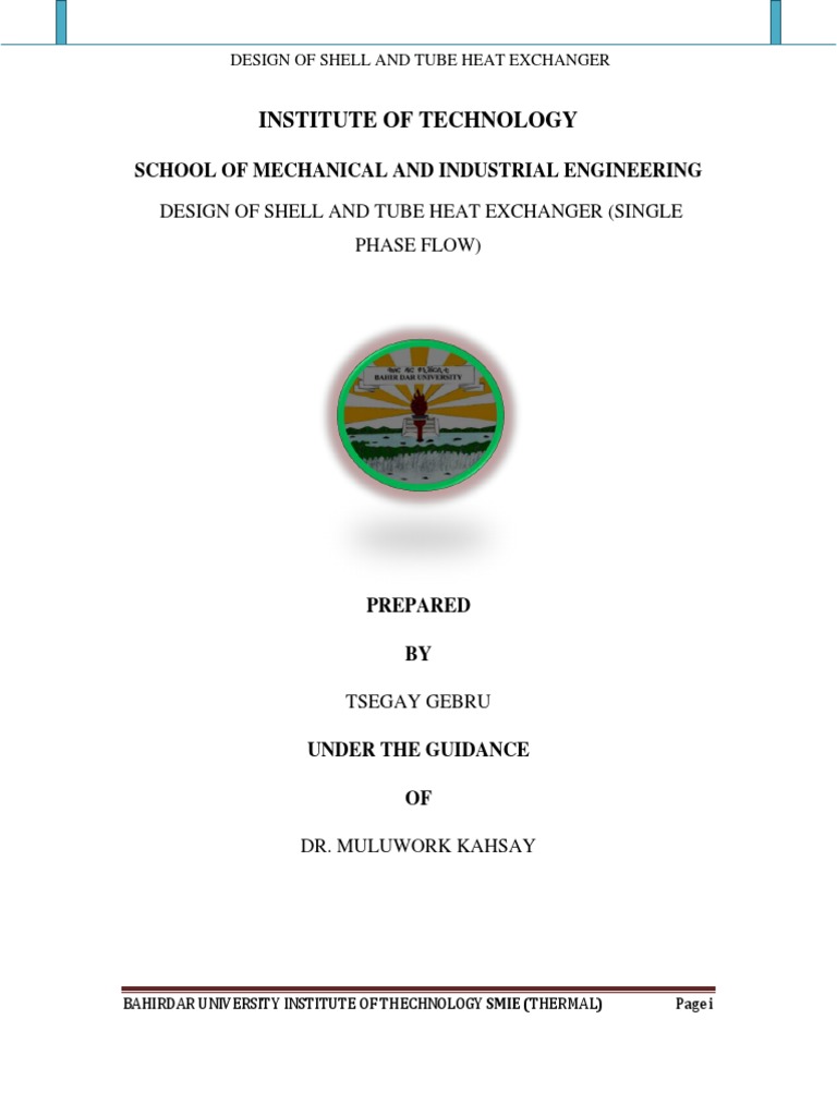 Design of Shell and Tube Heat Exchanger PDF | PDF | Heat Exchanger ...
