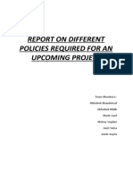 Report on Different Policies Required for an Upcoming Project