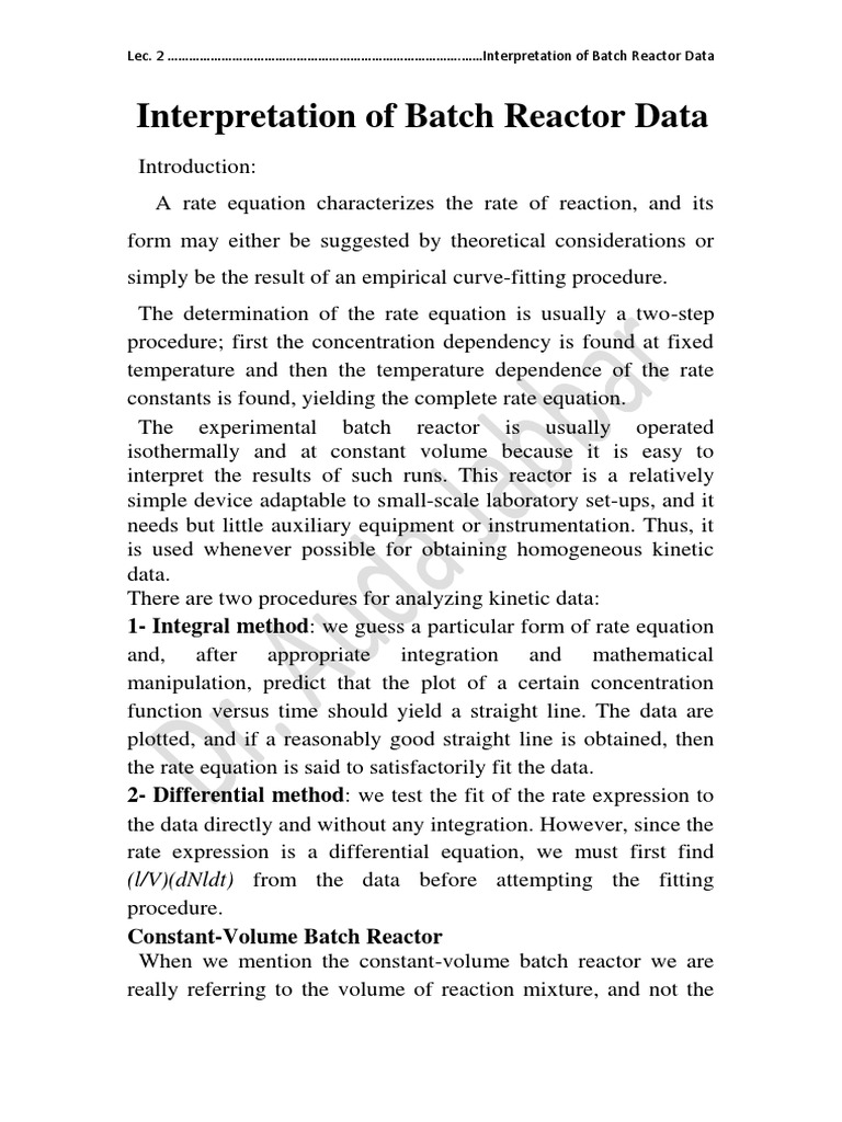 Batch Reactor Data Analysis | PDF | Reaction Rate | Chemical Reactor
