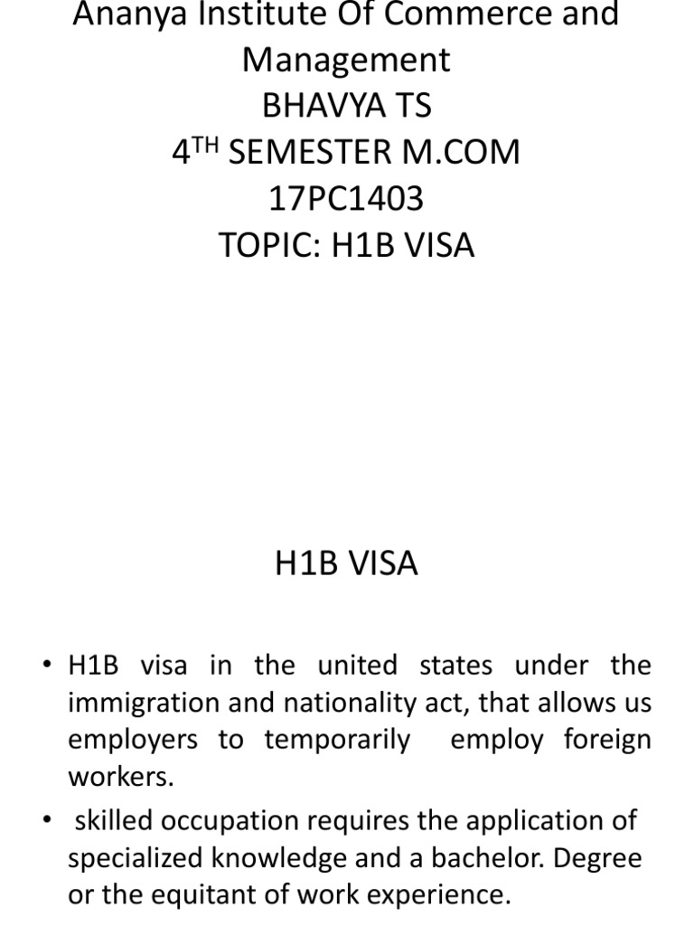 HNB Visa PDF H 1 B Visa Immigration Law