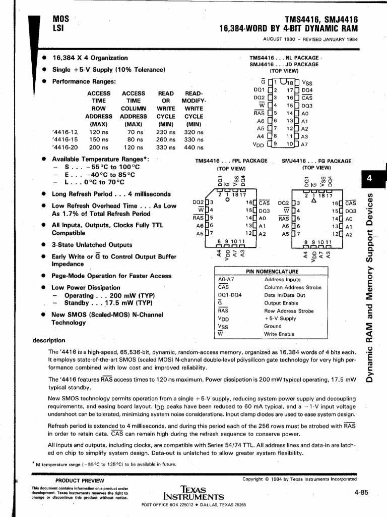 TMS4416 | PDF