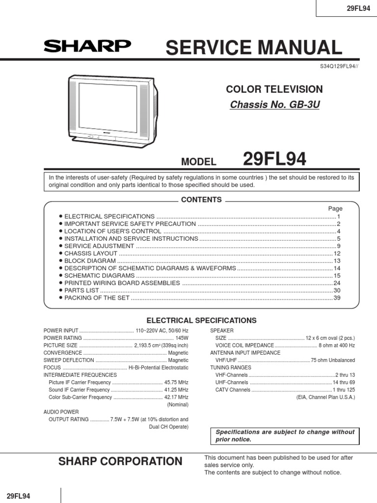 View 42 Schematic Diagram Crt Tv Sharp