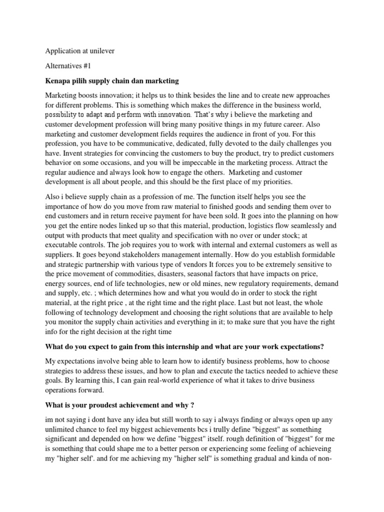 Unilever Interview PDF Marketing Customer