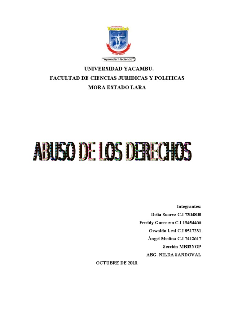 Abuso del Derecho en el Código Civil | PDF | Intención (Derecho Penal ...