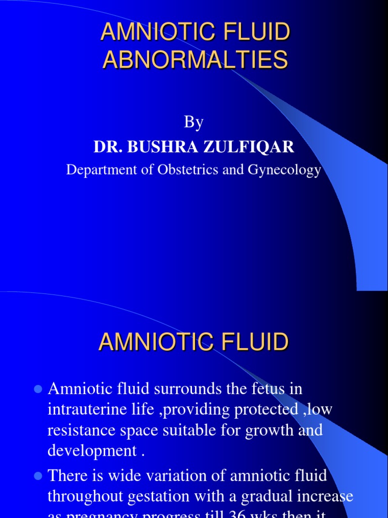 Amniotic Fluid Abnormalities Overview | PDF | Fetus | Pregnancy