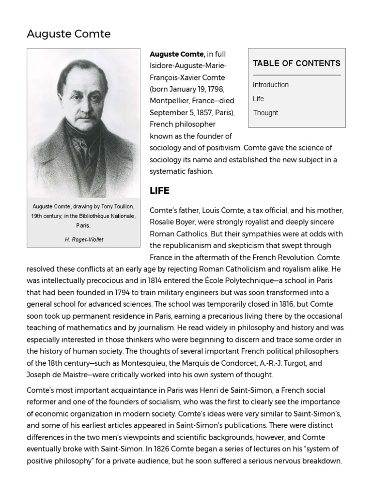 Biography of Auguste Comte | PDF | Positivism | Science