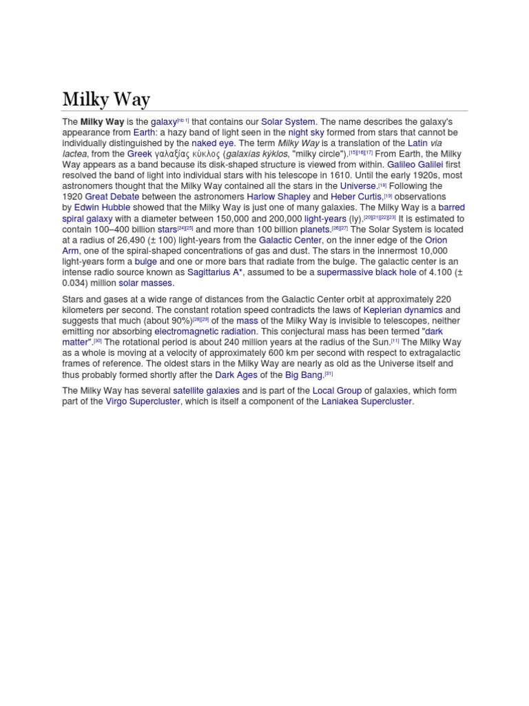 Milky Way Pdf Milky Way Galaxy