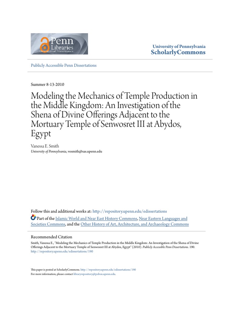 Smith Modeling The Mechanics Of Temple Production In The Middle Kingdom Pdf Ancient Egypt Osiris