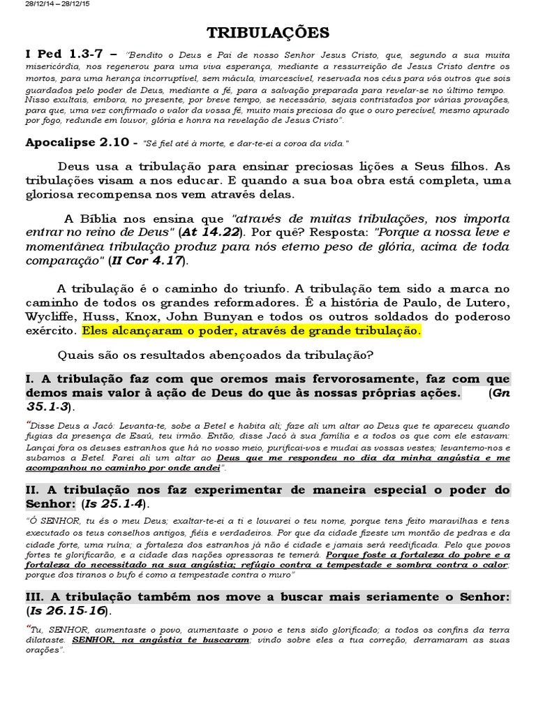 A Importância das Tribulações na Fé | PDF | Salmos | Jesus