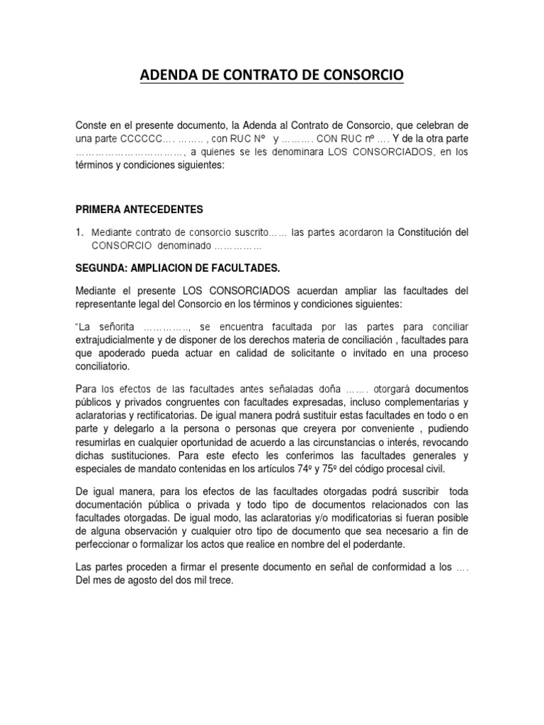 Adendas en contrataciones del estado