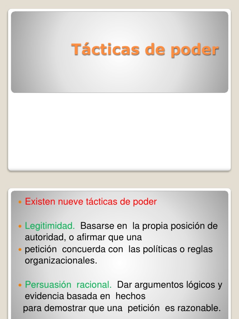 Tácticas de Poder | PDF | Persuasión | Motivación