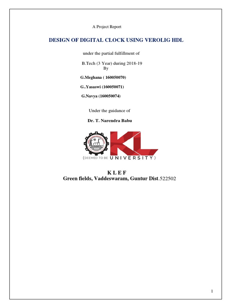 Design of a Digital Clock Using Verilog HDL: A Project Report on the ...