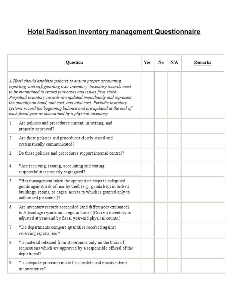 Hotel Inventory Management Assessment | PDF | Internal Control | Inventory